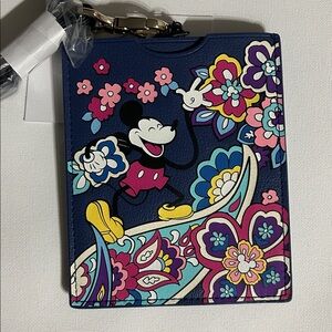 NWT Disney Vera Bradley Wallet on a strap crossbody, dark blue with Mickey.